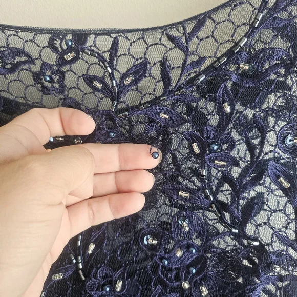 Mac Duggal Navy Blue Prom Dress - Picture 10 of 13